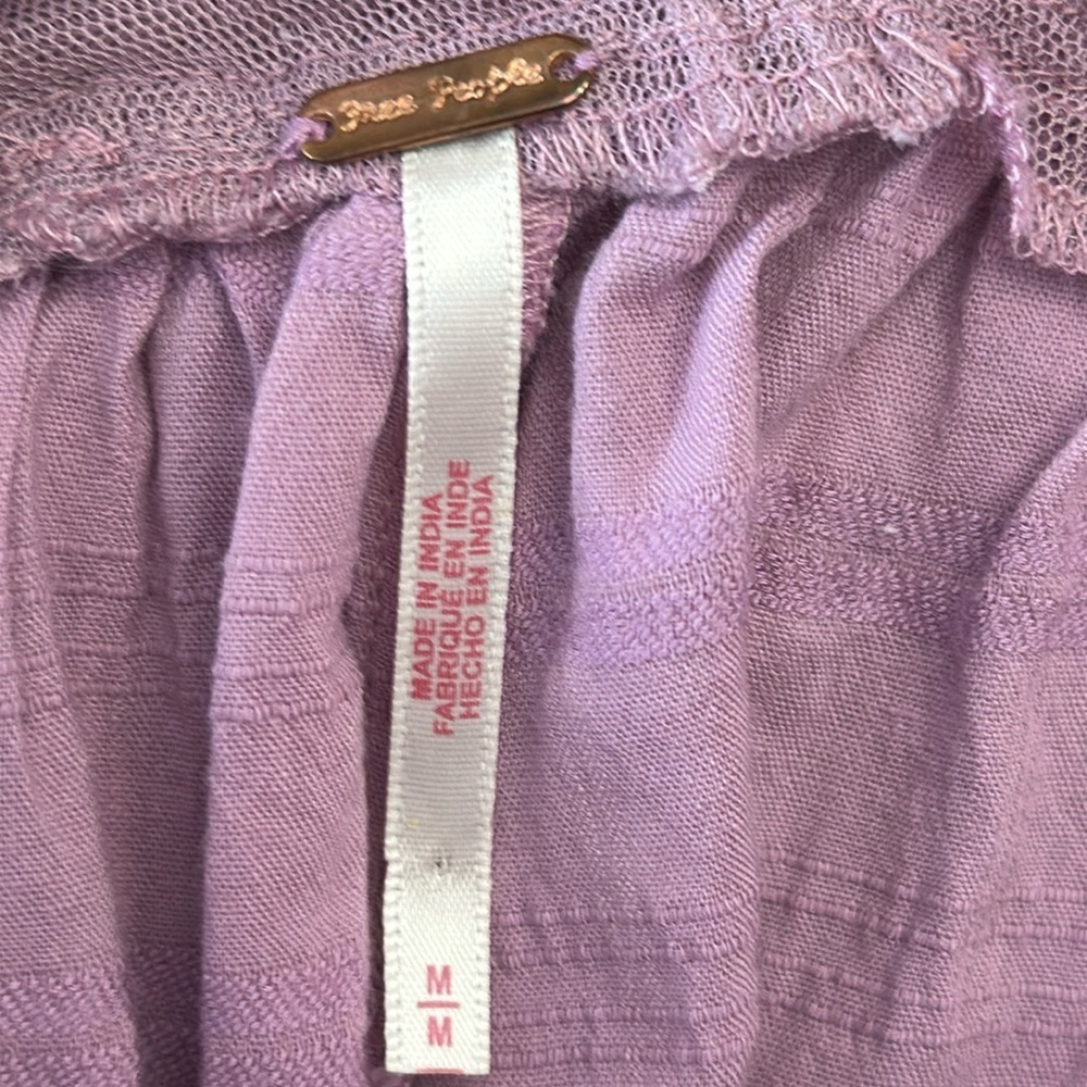 Free People Bali Badlands purple baby doll Off shoulder Mini Dress Medium EUC - Picture 10 of 11